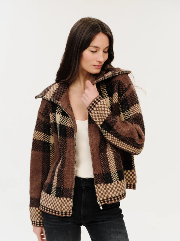 Cypress Plaid Collared Zip Up