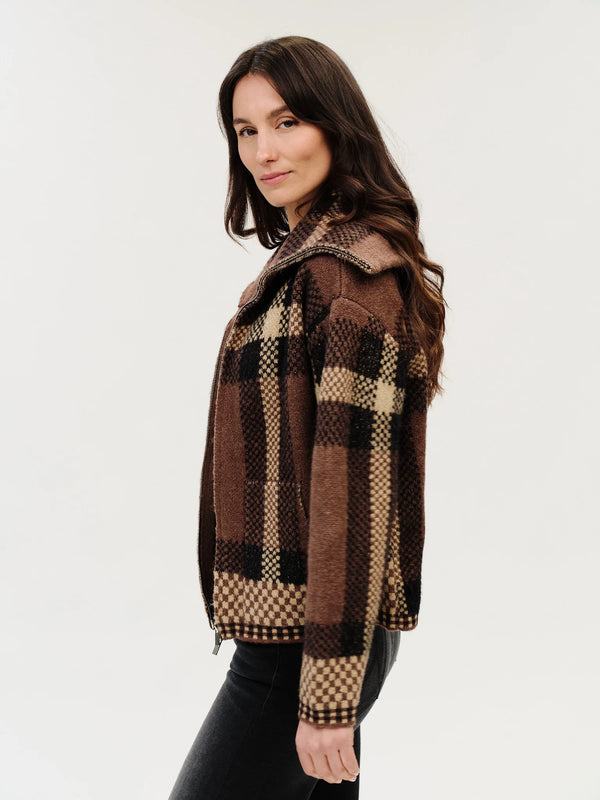 Cypress Plaid Collared Zip Up