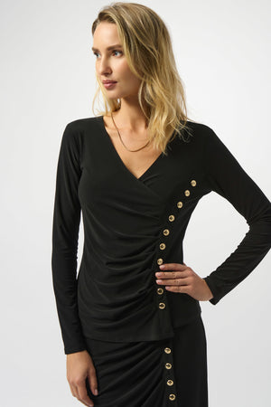 Silky Knit Fitted Wrap Top