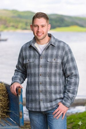 Fleece Lined Flannel Collar Shirt - Navy