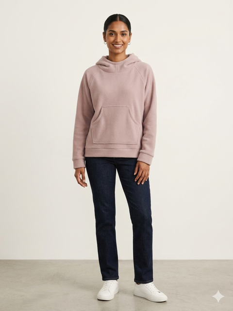 Fleece Pullover Hoodie - Nude