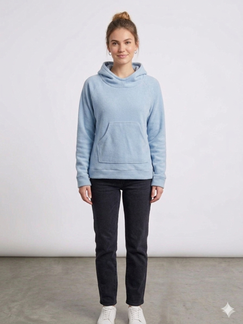 Fleece Pullover Hoodie - Baby Blue