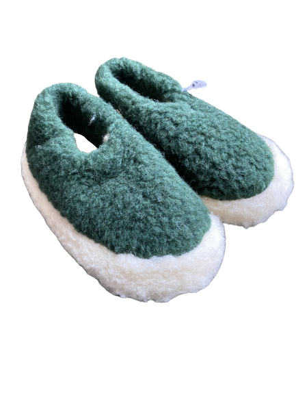 Irish Wool Slippers - Dark Green