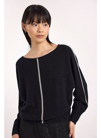 Bree Bead Overarm Batwing Cashmere Pullover