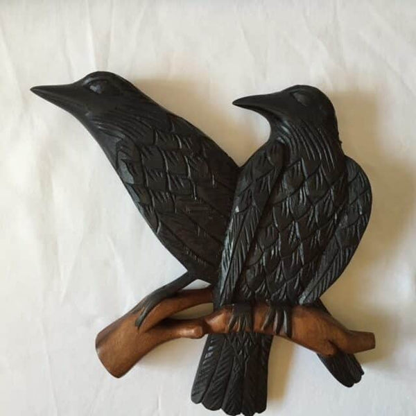 Hugin & Munin Wood Carving