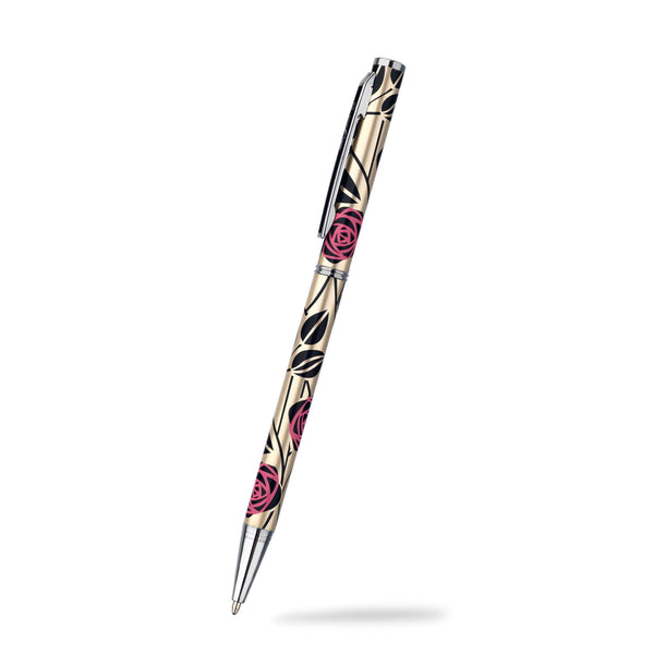 Rennie Mackintosh Rose Garden Gold & Pink Pearl Slim Ballpoint Pen