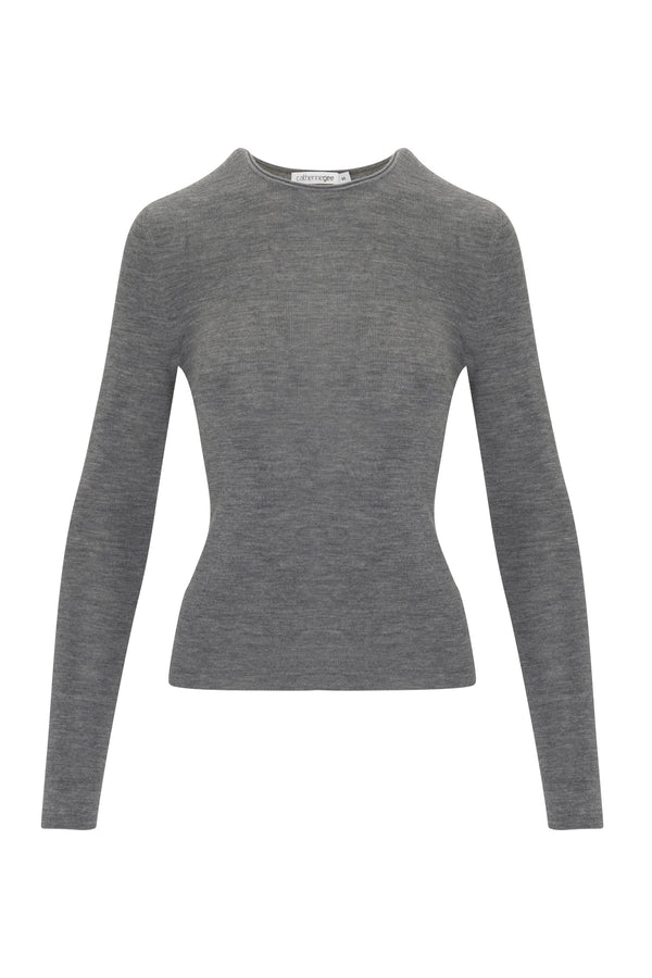 Jennifer Washable Merino Wool Sweater - Charcoal
