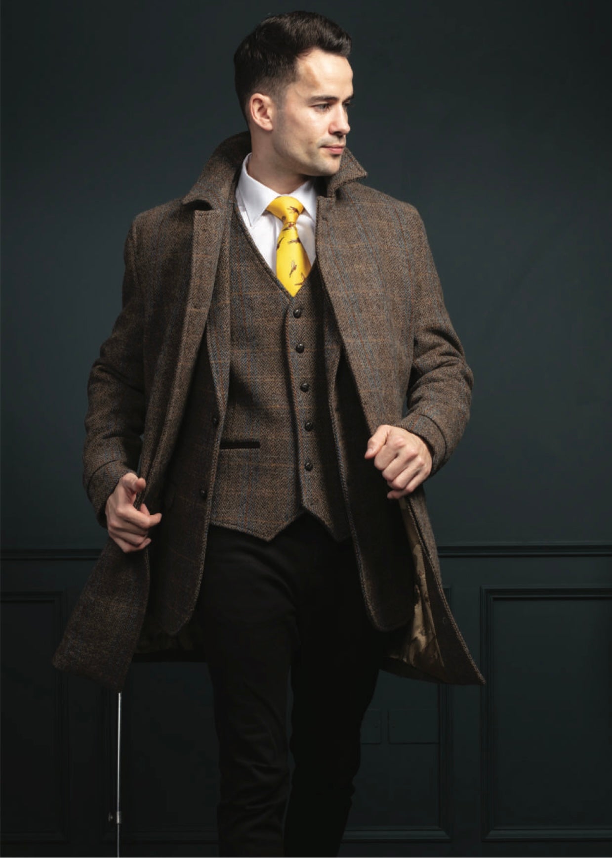 Men's Hunting Style Tweed City Coat