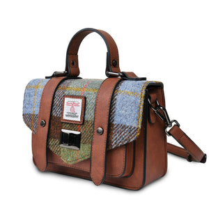 The Mini Satchel - Chestnut & Blue Tartan