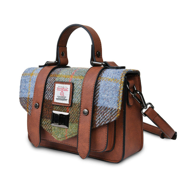The Mini Satchel - Chestnut & Blue Tartan