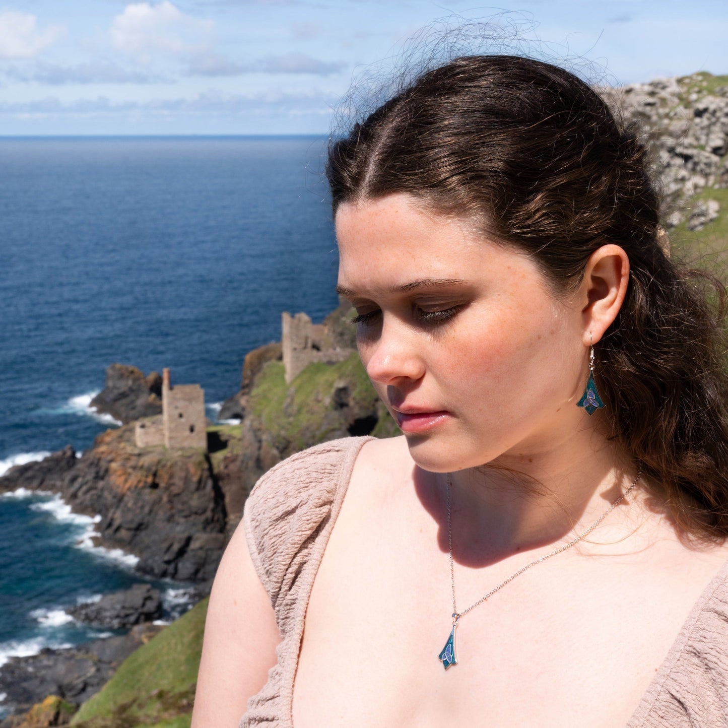 Earrings Celtic Bell Turquoise & Lilac