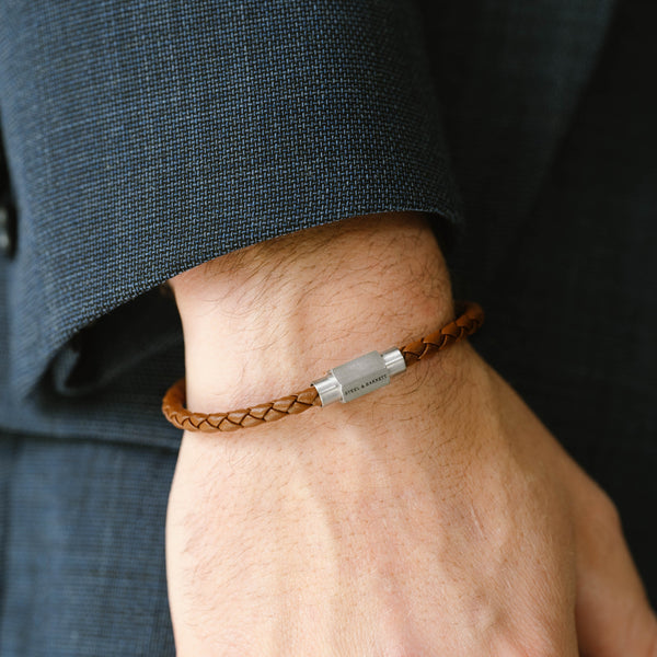 Luke Landon Leather Bracelet - Peanut Brown Small