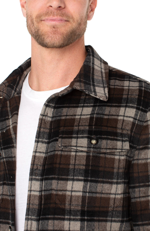 Men's Shirt Jacket - Putty Brown Black Multi