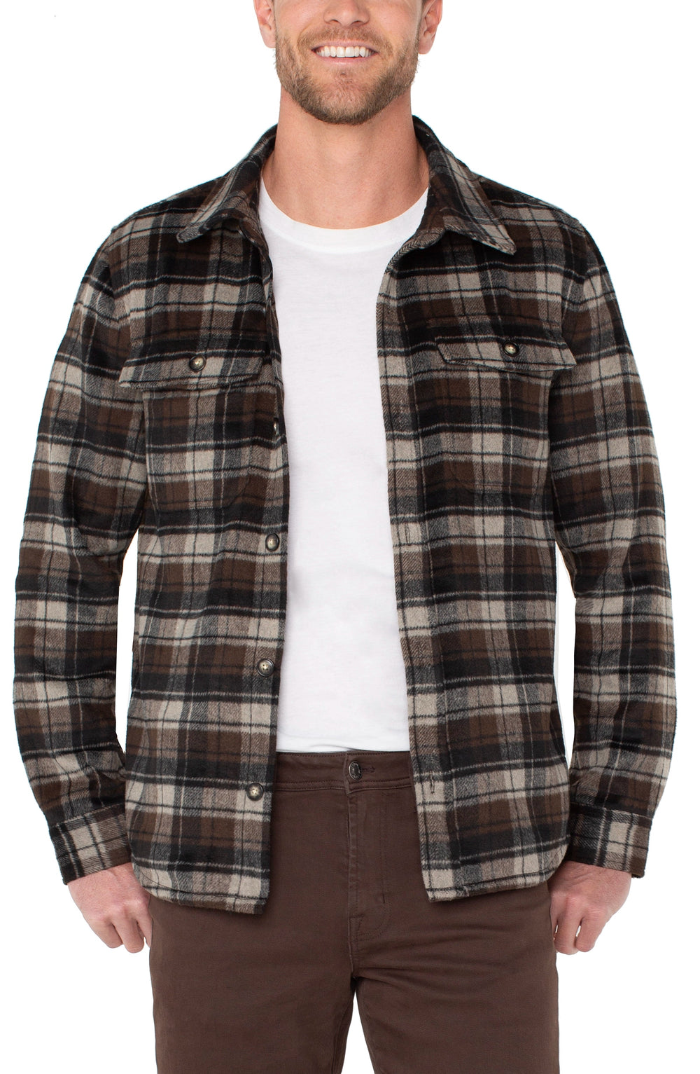 Men's Shirt Jacket - Putty Brown Black Multi