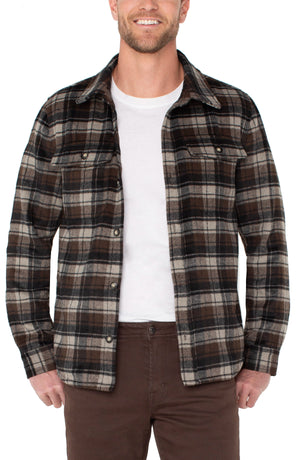 Men's Shirt Jacket - Putty Brown Black Multi