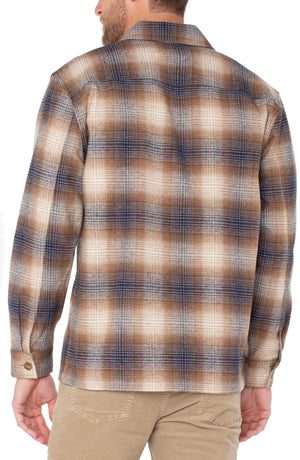 Men's Flap Pocket Over Shirt - Chestnut Ivory Midnight