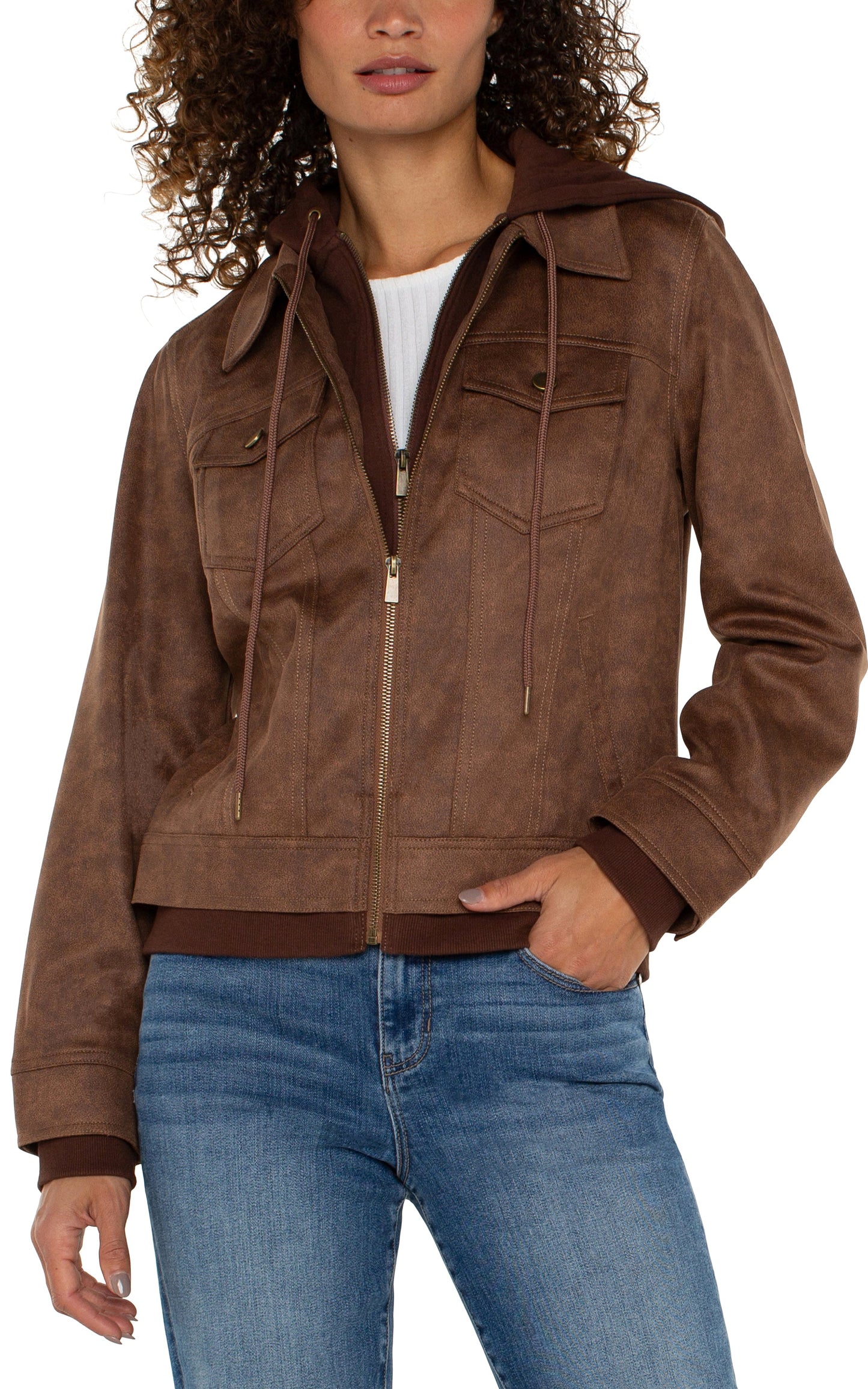 Zip Up Trucker Jacket With Removeable Hood