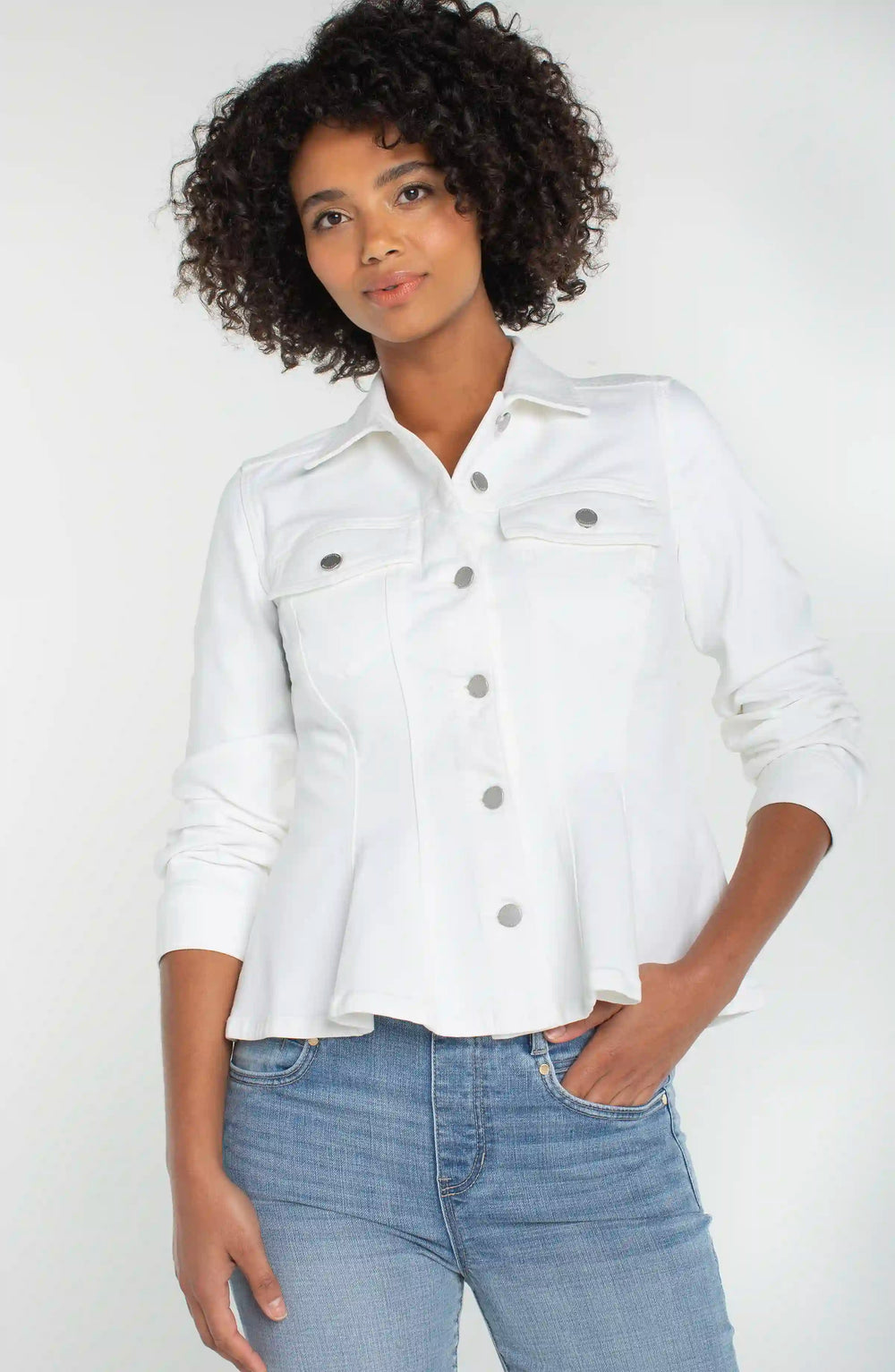 Fit & Flare Trucker Jacket - Bright White