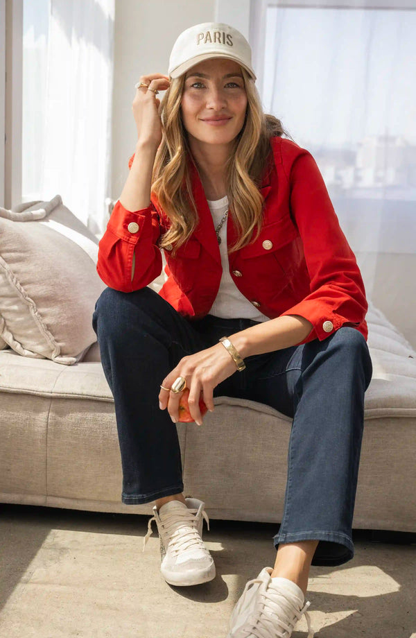 Peplum Jacket w/ Tab Detail - Fire Brick