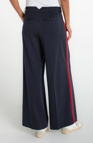 Wide Leg Pleated Trouser With Side Stripe 30" Inseam