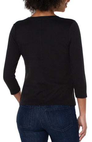 Liverpool Scoop Neck Tee 3/4 Sleeve - Black