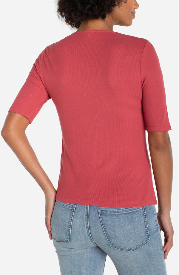 Double Layer V-Neck Rib Knit Top