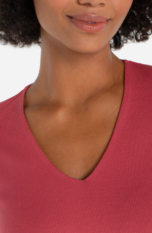Double Layer V-Neck Rib Knit Top