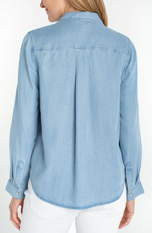 Button Down Denim Shirt w/ Pockets