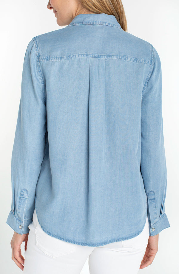Button Down Denim Shirt w/ Pockets