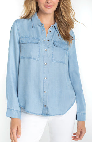 Button Down Denim Shirt w/ Pockets