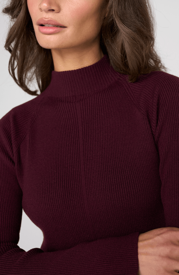 Long Sleeve Turtleneck Sweater - Dark Oxblood