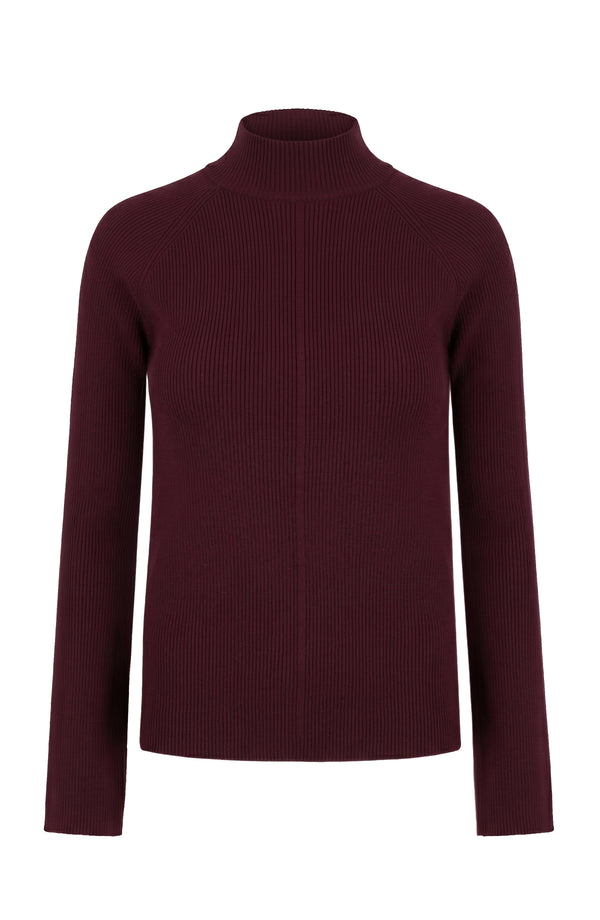 Long Sleeve Turtleneck Sweater - Dark Oxblood