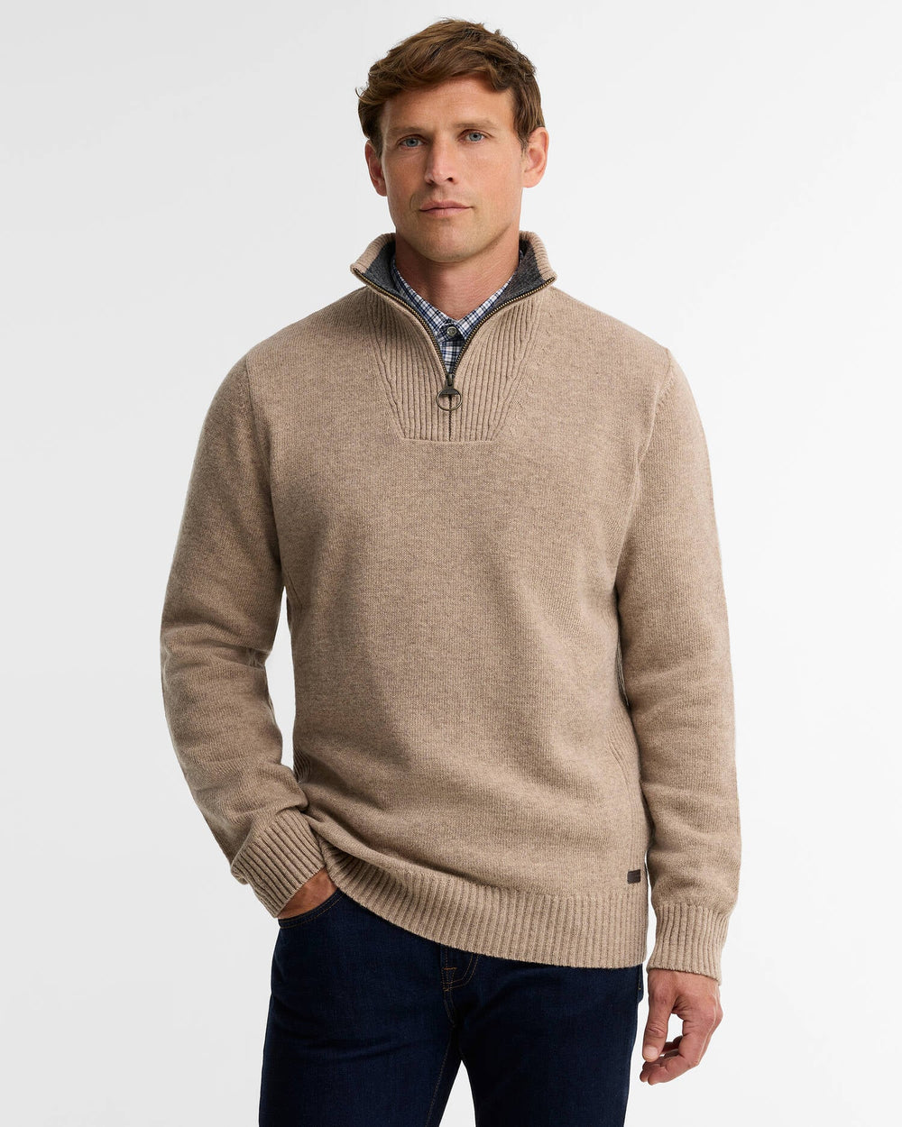 Barbour Nelson Quarter Zip - Oatmeal