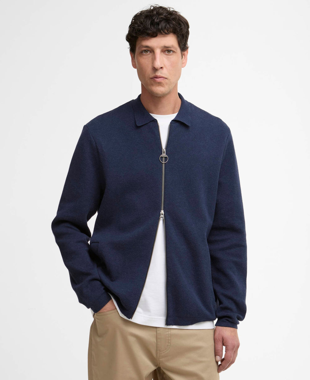 Barbour Crowcombe Knitted Zip Through - Navy