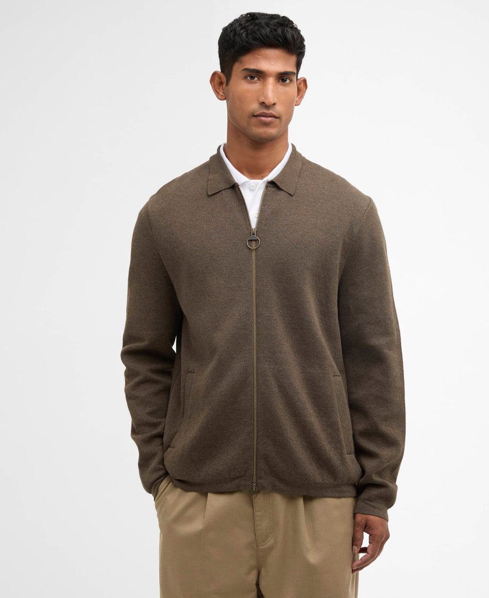 Barbour Crowcombe Knitted Zip Through - Olive