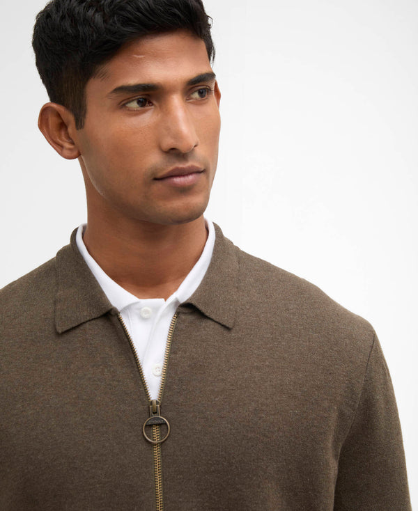 Barbour Crowcombe Knitted Zip Through - Olive