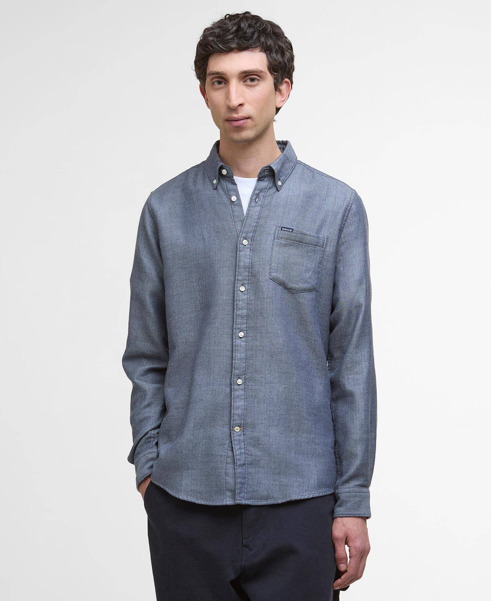 Barbour Buckley Tailored Herringbone Shirt - Dark Navy
