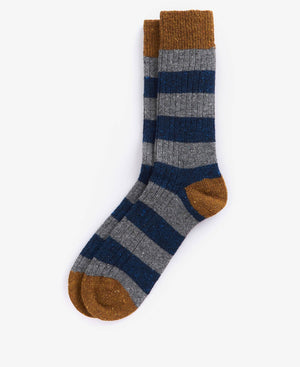 Barbour Houghton Stripe Socks - Asphalt & Navy