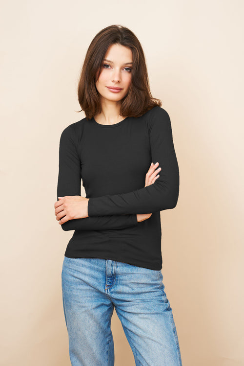 Soft Touch Long Sleeve Crew Neck - Noir