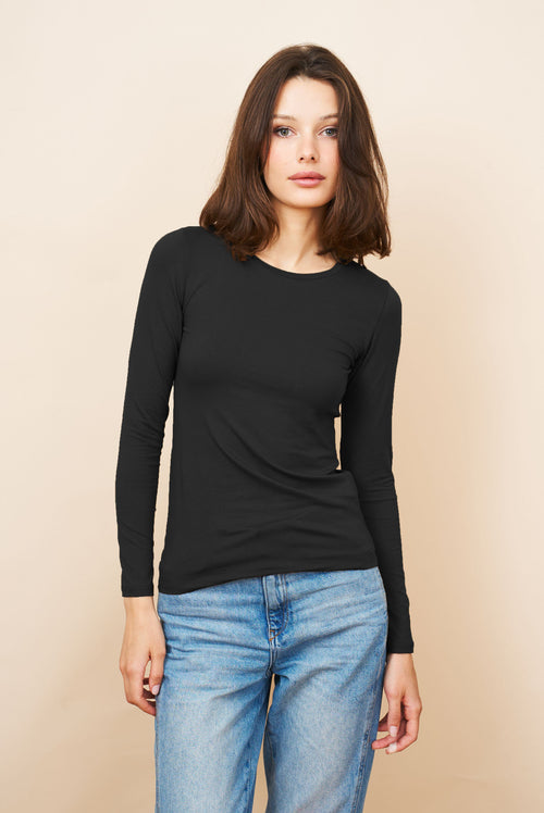 Soft Touch Long Sleeve Crew Neck - Noir