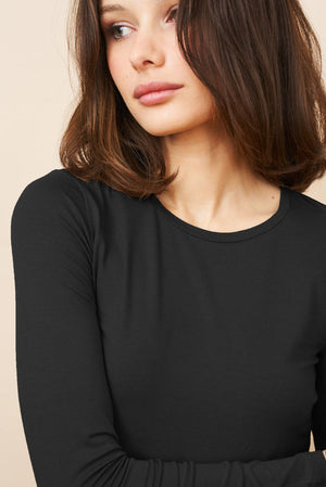 Soft Touch Long Sleeve Crew Neck - Noir