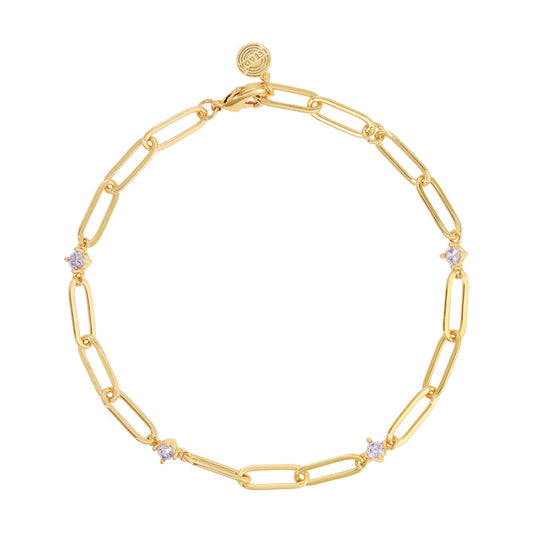 Sophie Sparkle Gold Chain  Bracelet 7" - Periwinkle Stones