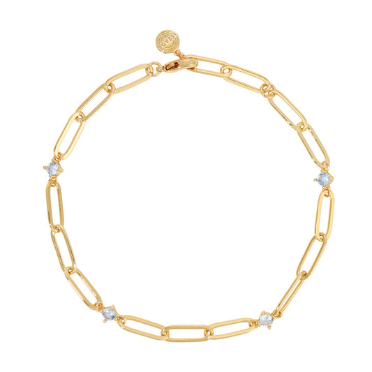 Sophie Sparkle Gold Chain Bracelet 7" - Ocean Blue Stones