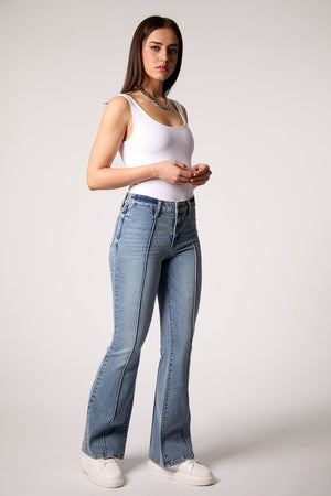 Maya Mid Rise Seamed Jeans