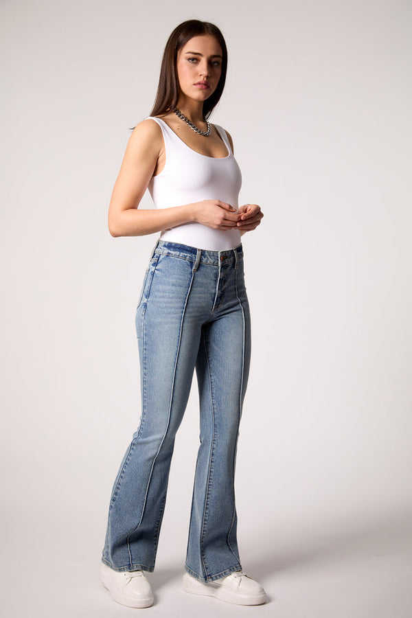 Maya Mid Rise Seamed Jeans