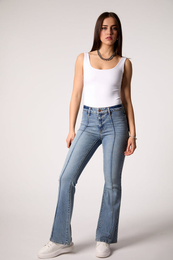 Maya Mid Rise Seamed Jeans