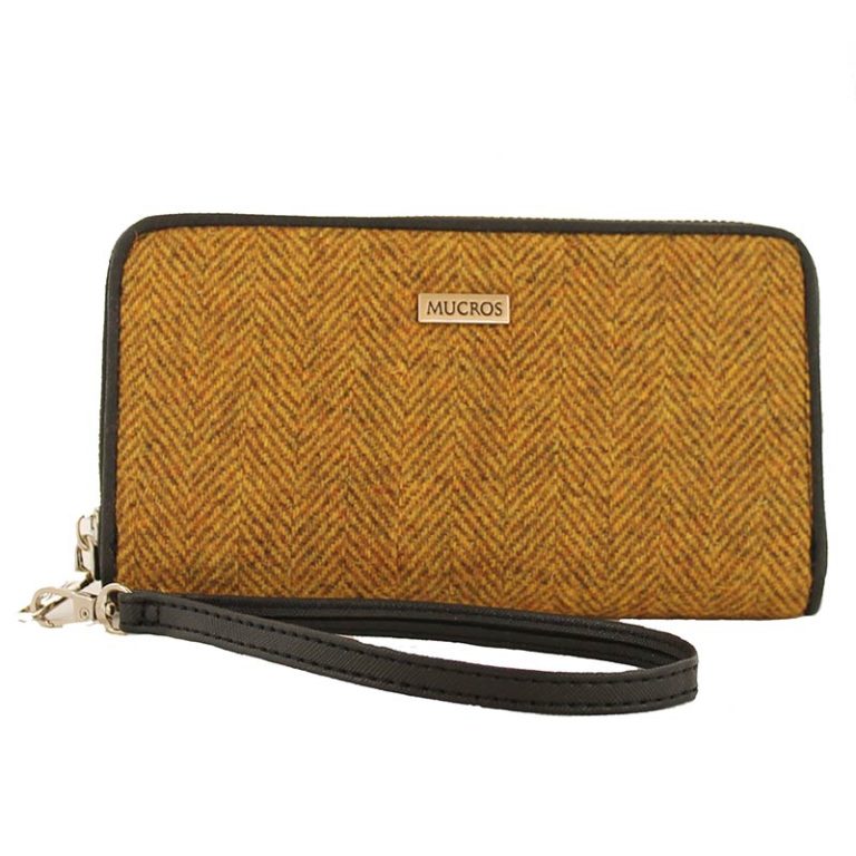 Mucros Tweed Wallet - Mustard Herringbone