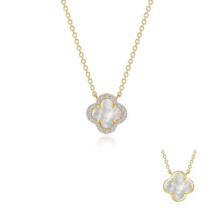 Mother of Pearl Clover Necklace 18" - Gold