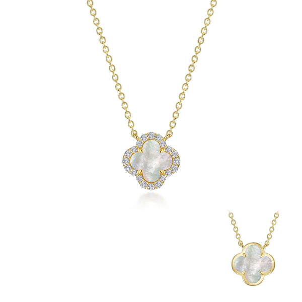 Mother of Pearl Clover Necklace 18" - Gold