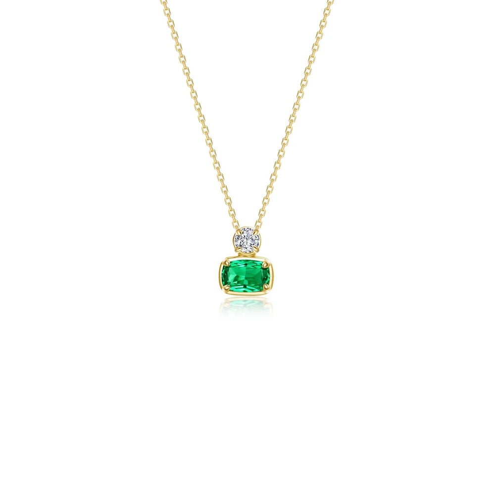 Regal Cushion-Cut Necklace 18" - Emerald